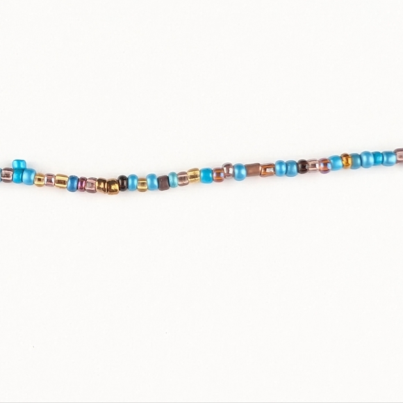 Funky Turquoise And Rust Colored Beaded Necklace - Picture 3 of 5